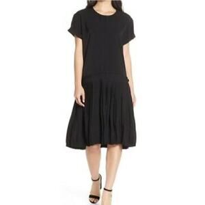 Caara Crystal Drop Waist Pleated Dress Women's Black Size Medium